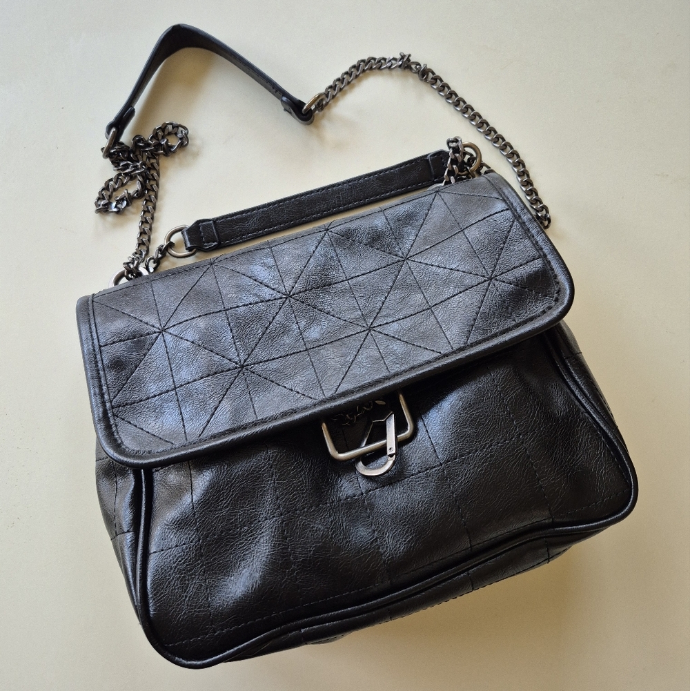 Zara Black Leather Convertible Crossbody Bag